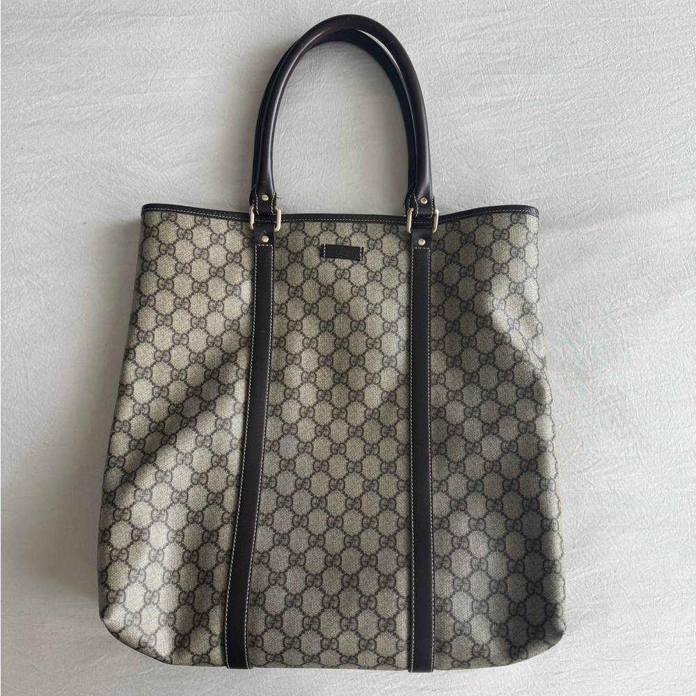 GUCCI | Coated Canvas Men’s Travel Tote Bag Leather Handle GG Print